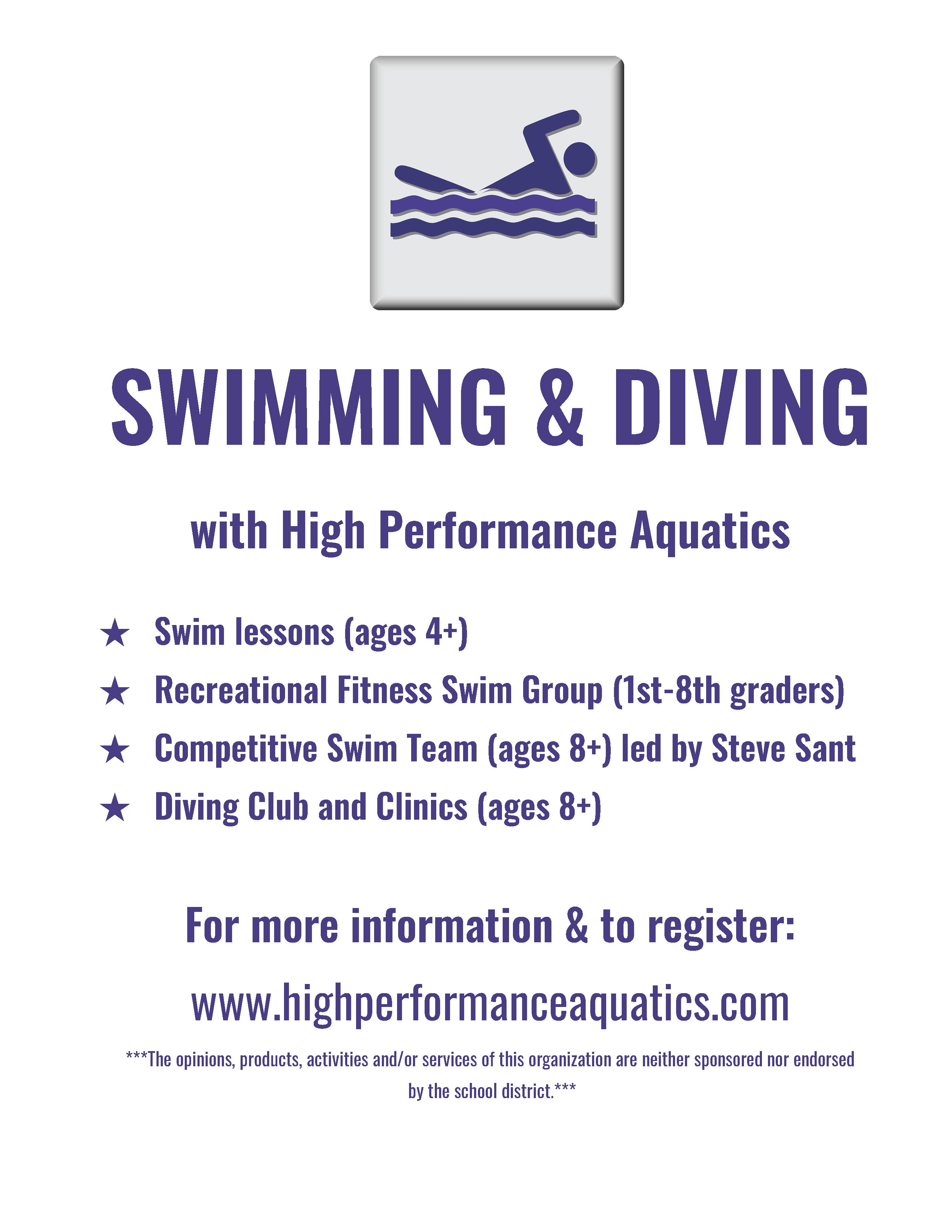 High Performance Swimming and Diving flyer link